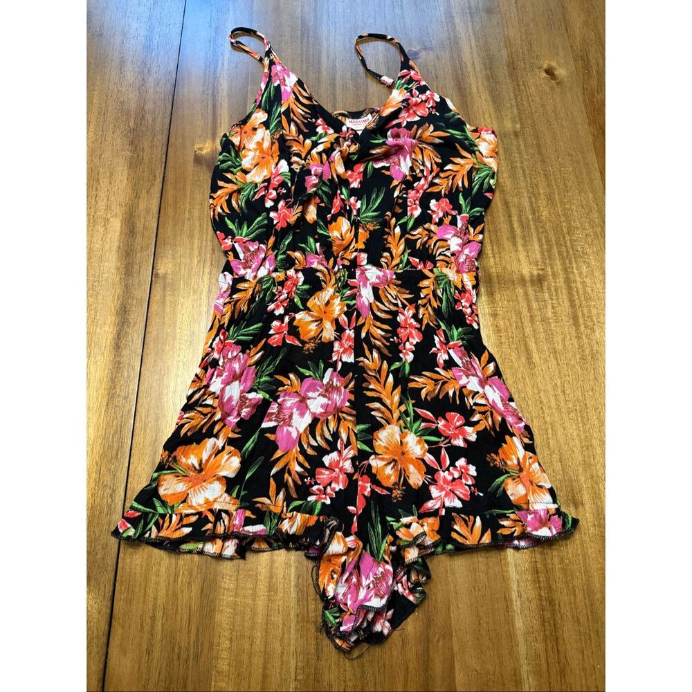 MOSSIMO Ladies' Medium SLEEVELESS ROMPER Floral Tie Front - Picture 2 of 6